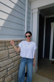 BASIC BUBBLE HEM TOP : WHITE