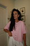 BUTTON DOWN KNIT TOP : PINK