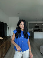 THE DRIFT SLEEVELESS CARDIGAN : COBALT BLUE