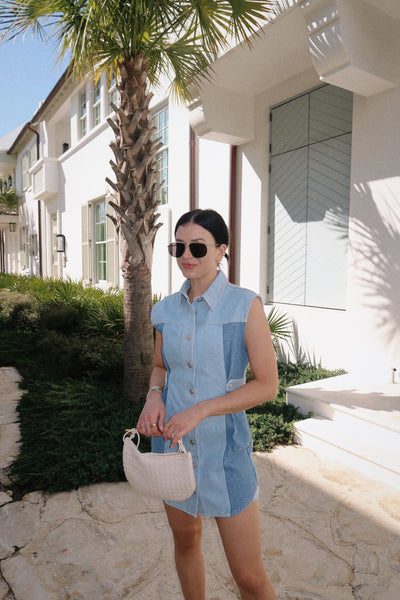 TWO TONED SLEEVELESS DENIM DRESS