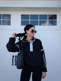 FLEECE PULLOVER : BLACK/BLUE