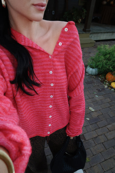 DRIFT CARDI : STRIPED - RED