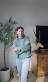 FLEECE PULLOVER : PISTACHIO/PURPLE