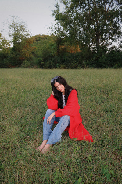 ALL DAY CARDIGAN : CHERRY RED
