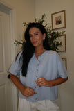 BUTTON DOWN KNIT TOP : BLUE
