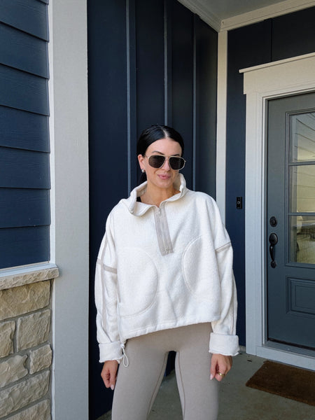 FLEECE PULLOVER : IVORY/CREAM