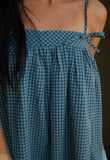 GINGHAM MINI DRESS - NAVY AND BLUE