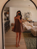 POLKADOT MINI DRESS : BROWN AND BLUE