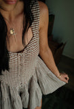 GINGHAM SADDLE ROMPER