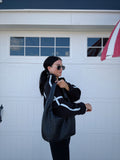 FLEECE PULLOVER : BLACK/BLUE