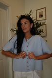 BUTTON DOWN KNIT TOP : BLUE