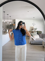 THE DRIFT SLEEVELESS CARDIGAN : COBALT BLUE