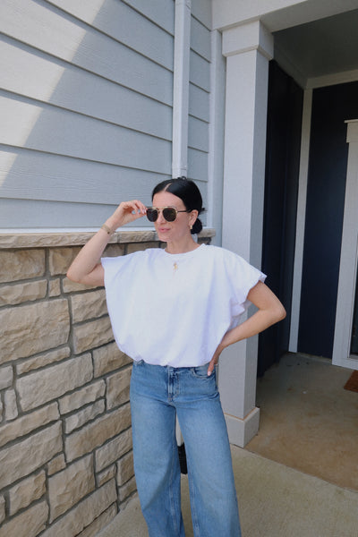 BASIC BUBBLE HEM TOP : WHITE