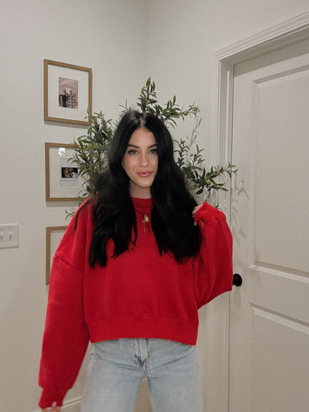 FLEECE CREWNECK : CHERRY